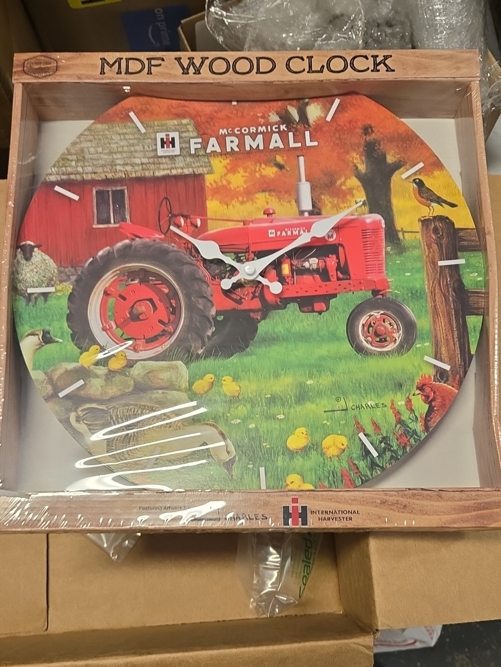 Farmall Tractor Wood Wall Clock